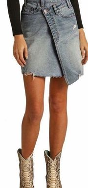 Tinseltown Denim Asymmetrical Button Front Skirt Size XL