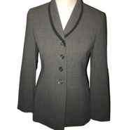 LE SUIT GRAY & BLACK BUTTON CLOSE PETITE WOOL BLAZER SIZE 2P