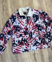 LIZ sport Fourth of July American flag windbreaker water proof jacket