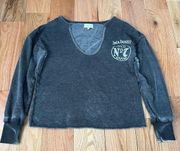 Women's Lucky Brand Jack Daniel's Distressed Sweatshirt Oversized Size XS