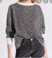 Current Elliot Leopard Fleece Sweatshirt Top