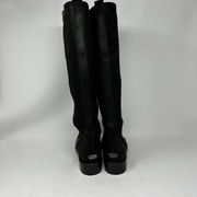 Jimmy Choo Doreen Rugged Leather Knee High Zipper Detail Boots Shoes Black 8.5