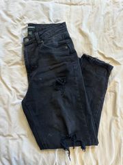 Black Distressed Mom Jeans