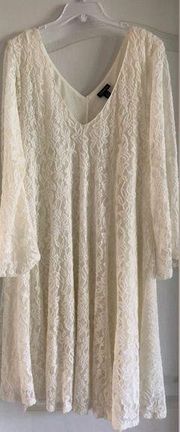 White Mini Lace Bell Trapeze Dress Size 1X