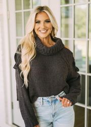 Cold Shoulder Turtleneck Sweater