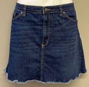 Universal Thread Dark Wash Jean Skirt with Distressed Whiskering in Front- 18/34