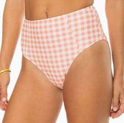 Southern Tide Gingham High Waisted Bikini Bottom Orange White Medium M NWOT