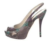 Gucci  Purple Multicolor Python Leather Slingback Platform Pumps Sz 38 (8)