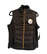 Pittsburgh Steelers NWT  Puffer Vest Womens Medium Zip Black and Gold