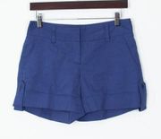 Theory Ruby Stretch Linen Blend Shorts Blue Womens Size 0