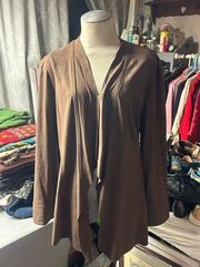 Simply Noelle suedes open front draped cardigan