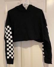 Checkered Black Cropped Hoodie