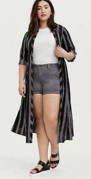 Torrid Black Stripe Challis Open Front Long Kimono Sz.0 NWOT