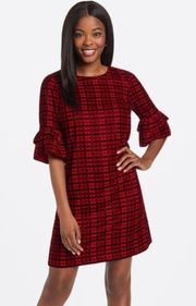 Draper James Printed Velvet Roslyn Dress in Festive Red Plaid NWT Size 10