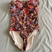 Garnet Hill Floral Strapless One Piece Swimsuit