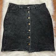 Shein Stone Wash Black Button Front Denim Skirt 4X