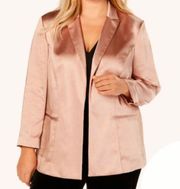 Luxe Satin Rose Open Front Blazer