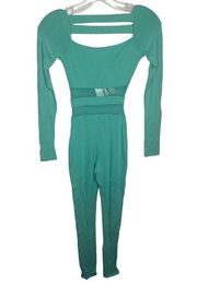 Naked Wardrobe Women's Size Small Jumpsuit Blue Sheer Long Sleeve Strappy NWT