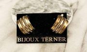 Bijoux Terner Gold Hoop Earrings Clip On Chunky Rope Twist Detail Retro Glam NWT