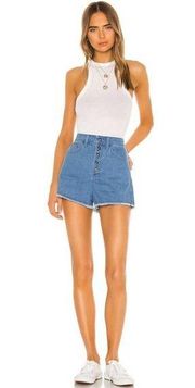 JACK BB Dakota Down To Business High Rise Blue Button Fly Denim Short NWOT