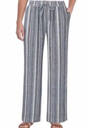 Briggs Linen Blend Striped Wide Leg Pants 