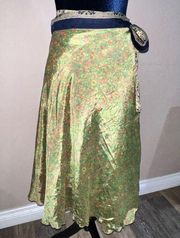 Jk Indian Magic Bohemian Gypsy Silk Reversible Wrap-Around Skirt One Size