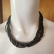 Premier Designs Chocolate Kiss Glass Seed & Bugle Beads Necklace