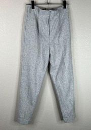 Coach Women Tailored Pants 0 Grey High Rise Pleat Front Wool Blend Trouser Class