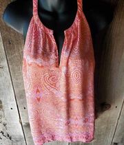 Cynthia Rowley size large sleeveless top, orange and white and pink tank top