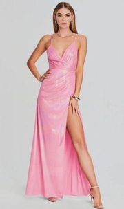 Retrofete Yesi Dress in Flamingo Pink Medium NWT Metallic Maxi Spaghetti Straps