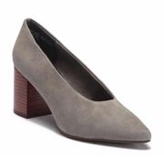 Seychelles Matilda suede block heel pointy toe heels gray Sz 7.5