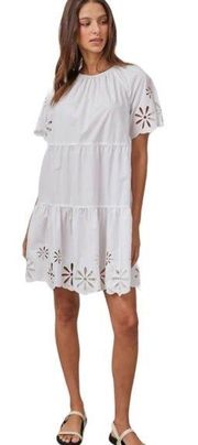 Rails Arielle Dress White Eyelet Organic Cotton Blend Size Small NWT