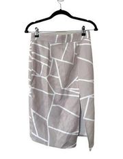 L'ATISTE Geometric Printed Pencil Skirt Cream White Sz M