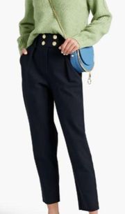 DEREK LAM 10 CROSBY Cropped button-detailed cotton-blend tapered pants in Blue