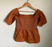 Old Navy Rust Peplum Off Shoulder Top Size Small