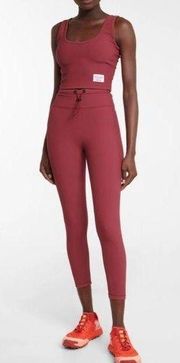 Adam Selman Red Ribbed Drawstring Waist Leggings