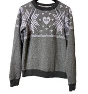 Victoria’s Secret Pink Oversized Heart Long Sleeve Crew Neck Sweater Grey XS