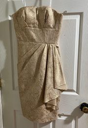 Gold Strapless Pleated Dress Size 4