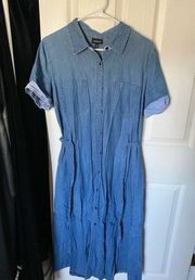 for Target Faux Denim Button Down Collared Shirt Dress w Waist Tie