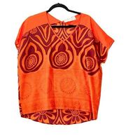 The Impeccable Pig Vneck Orange Boho Blouse Medium