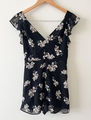 URBAN OUTFITTERS Kimchi Blue Black Floral Crepe Romper Size 2