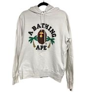 A Bathing Ape Logo W/Palm Trees Hooded Sweatshirt White Women’s Size Large