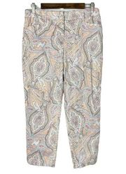 Orvis Pastel Paisley Print Chino Cropped Pants 10