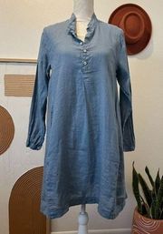 CP Shades Jasmine Blue Linen USA Made Tunic Dress Small