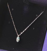 NWT Swarovski Oval Pendant Silver Necklace Aqua Blue Pendant