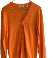 𝅺Greg Norman Collection Light Orange Button Front Cardigan