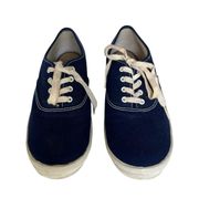 Original Lace Up Sneakers Women's 8.5 Shoes Navy Blue Canvas WF34200 $55