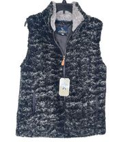 Simply Southern Women's Vest Faux Fur Fleece Sherpa Sleeveless Gray Large NWT