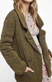 Free People  Tawny Puffer Pillow Quilted Olive Green Jacket