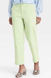 Women Lime Pant High Rise Waist Straight Crop Pant NWT Size 2 Green Spring